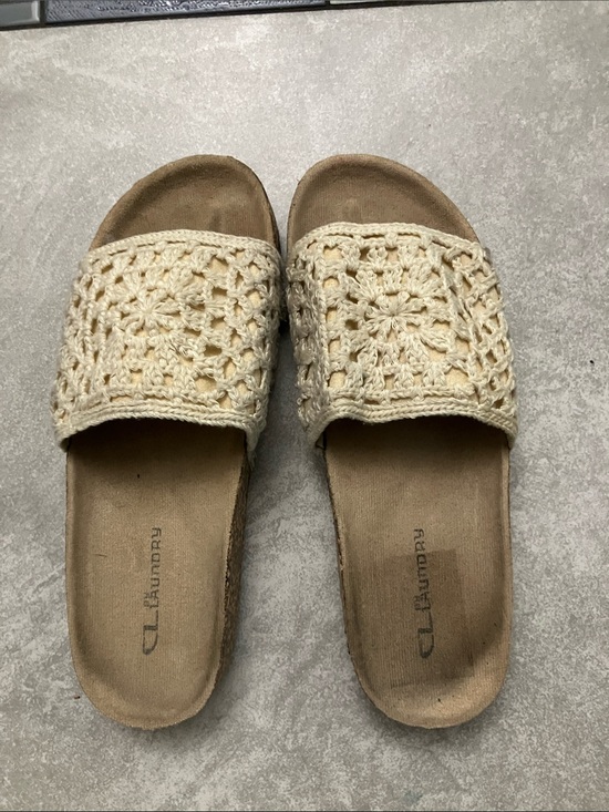 Shoes - Crochet Slide Sandals in Cream